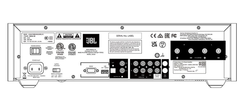 kết nối của Amply JBL SA550 Classic